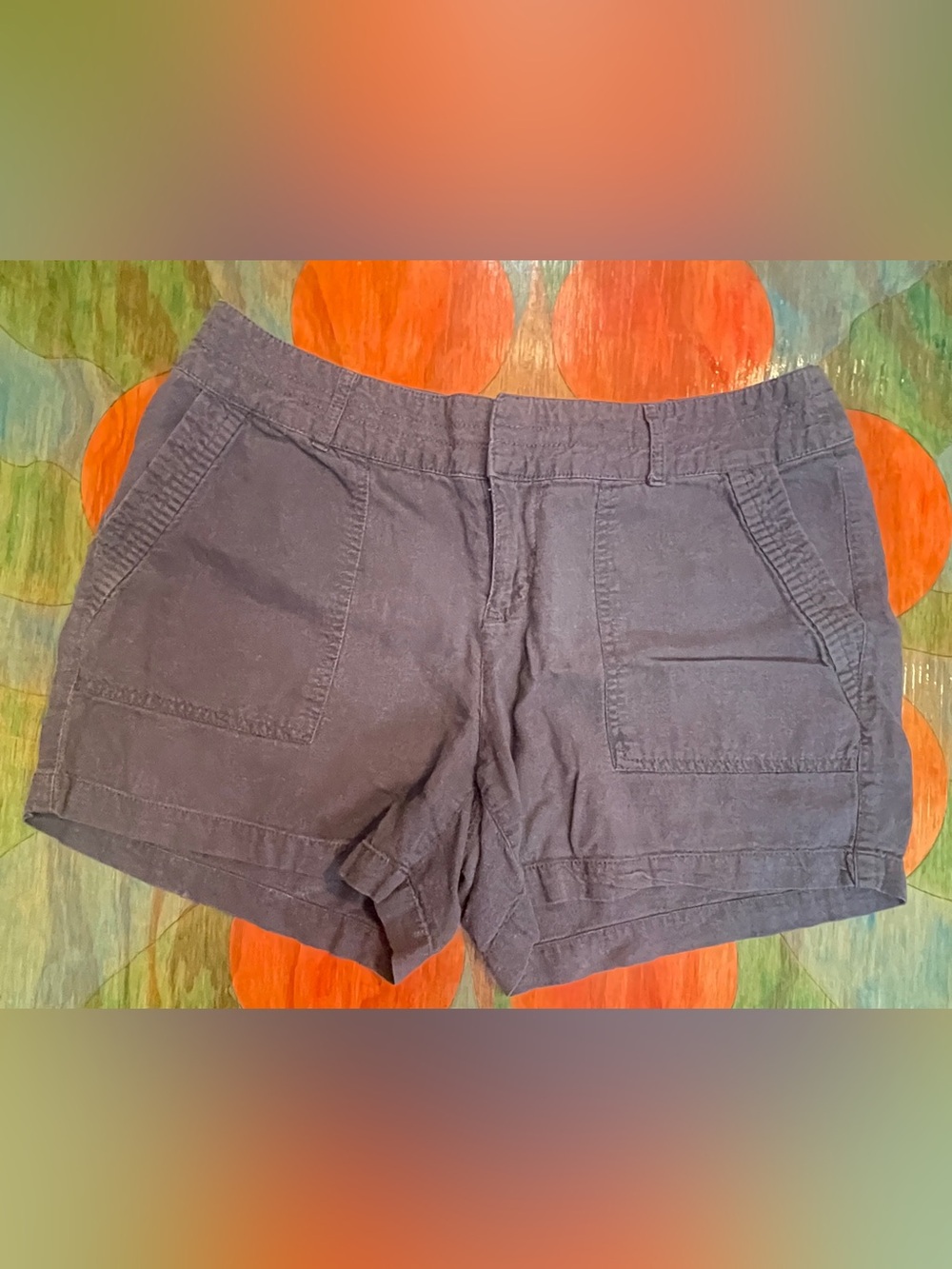 APT. 9 Modern Linen Blend Casual Shorts Pockets Black Hook & Eye Zipper Womens